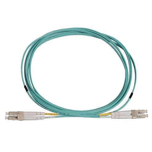0.5 m LC to LC UPC Fiber Optic Patch Cable, 2.0 mm, Duplex, OFNR, OM4 Multimode, Aqua
50/125 µm, Bend Insensitive Multimode Fiber (BIMMF), 1.6 ft