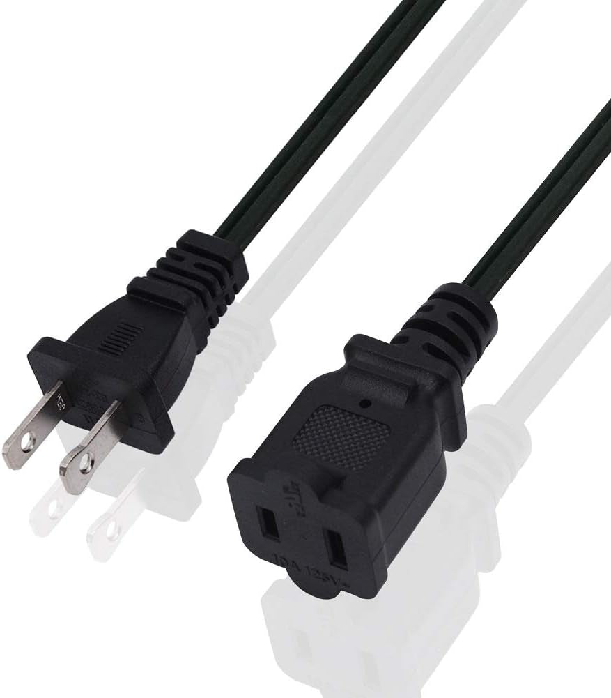 10 FT 2 Prong Extension Cord,Black Extension Cord 10 Ft Indoor or Outdoor, Male/Female Power Cable for NEMA 1-15P to NEMA 1-15R,Extension Cable 2 Pack