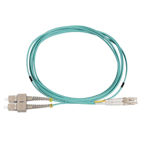 1 m LC to SC UPC Fiber Optic Patch Cable, 2.0 mm, Duplex, OFNR, OM4 Multimode, Aqua
50/125 µm, Bend Insensitive Multimode Fiber (BIMMF), 3.3 ft
