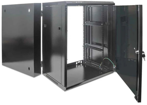 19" Double Section Wallmount Cabinet
12U, 550 mm (21.7 in.) Depth, Assembled, Black