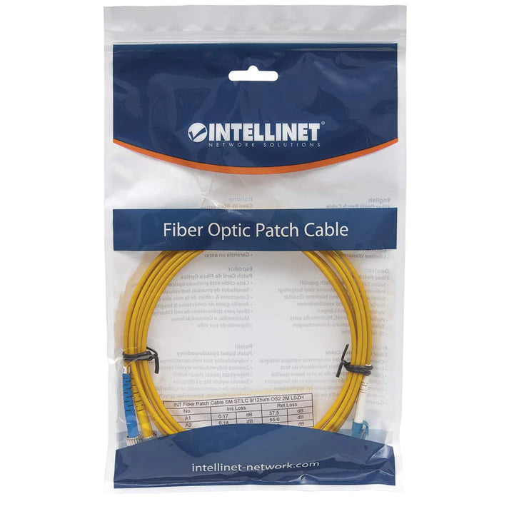 2 m LC to ST UPC Fiber Optic Patch Cable, 3.0 mm, Duplex, LSZH, OS2 Singlemode