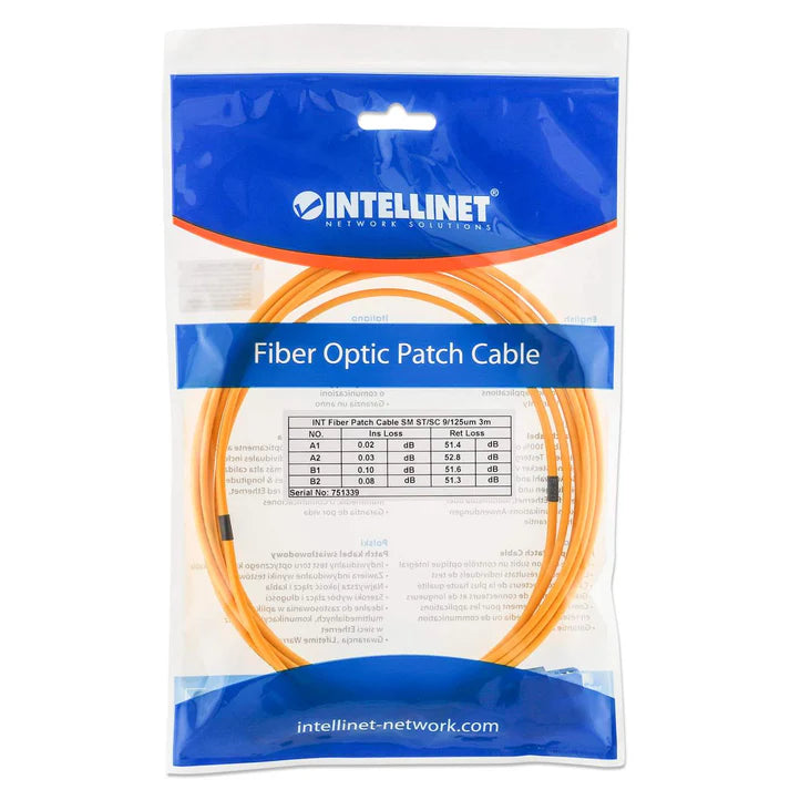 3 m ST to SC UPC Fiber Optic Patch Cable, 3.0 mm, Duplex, LSZH, OS2 Singlemode, Yellow
9/125 µm, 10 ft.