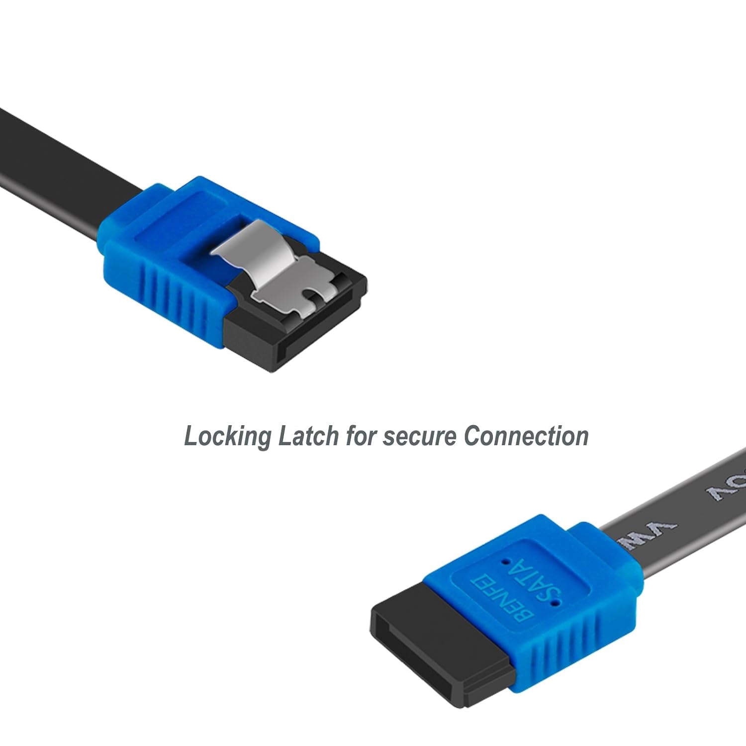 SATA Cable III, 3 Pack SATA Cable III 6Gbps Straight HDD SDD Data Cable with Locking Latch 18 Inch for SATA HDD, SSD, CD Driver, CD Writer