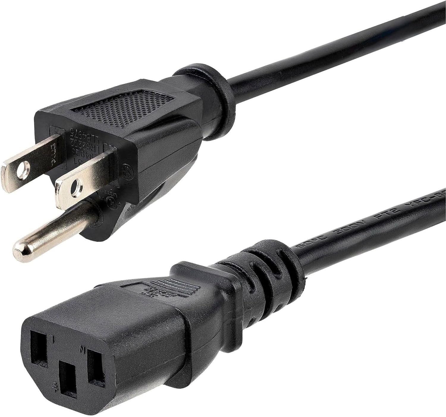 .Com 12Ft (3.6M) Computer Power Cord, NEMA 5-15P to C13, 10A 125V, 18AWG, Black Replacement AC Power Cord, Printer Power Cord, PC Power Supply Cable, Monitor Power Cable - UL Listed (PXT10112)