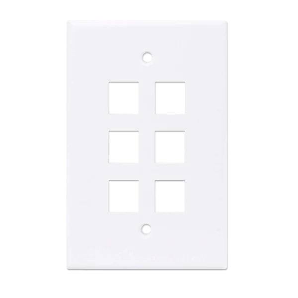 6-Outlet Oversized Keystone Wall Plate
Flush Mount, White