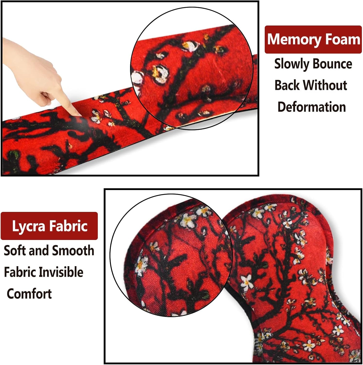 Keyboard Wrist Rest and Mouse Pad with Wrist Support Set Ergonomic Coaster, Memory Foam Mousepad Non-Slip Rubber Base Durable Comfortable for Easy Typing Pain Relief, Red Painting