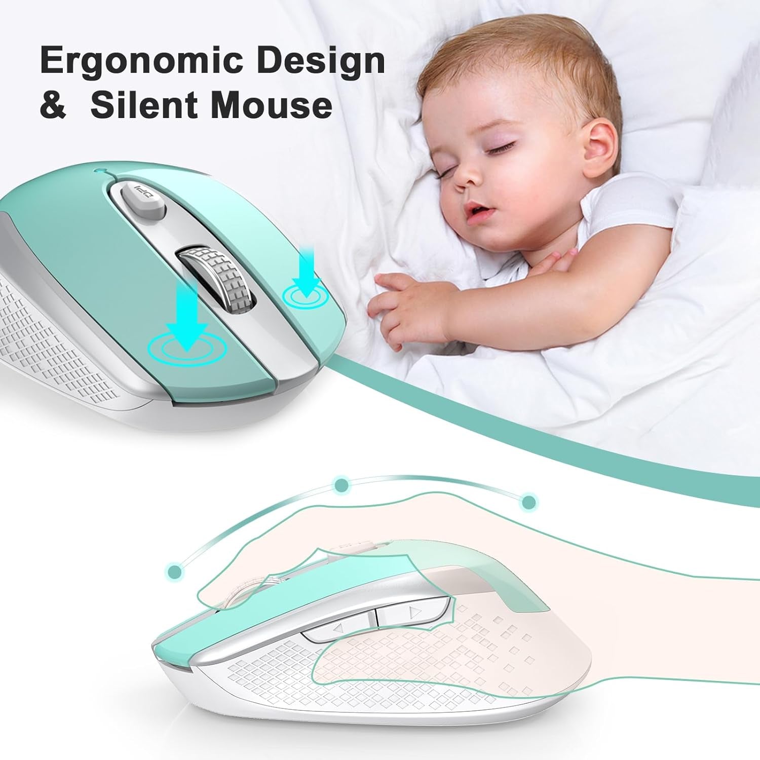 Wireless Mouse - 2.4G Silent Cordless for Laptop, Desktop, Macbook, PC - 6 Buttons, 3 Adjustable DPI