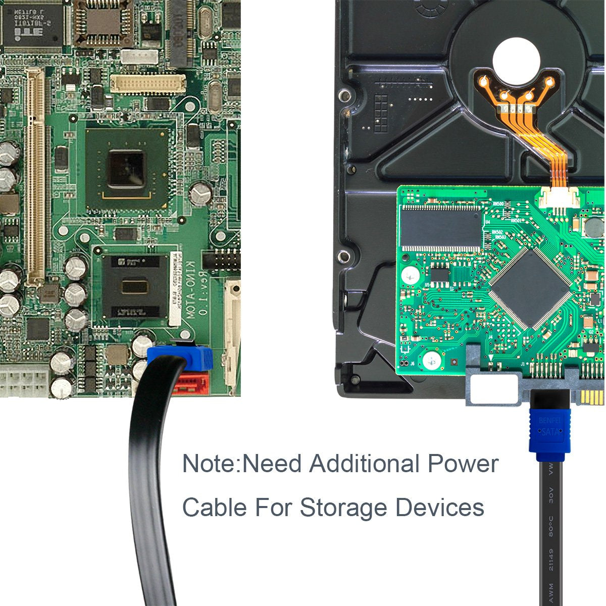 SATA Cable III, 3 Pack SATA Cable III 6Gbps Straight HDD SDD Data Cable with Locking Latch 18 Inch for SATA HDD, SSD, CD Driver, CD Writer