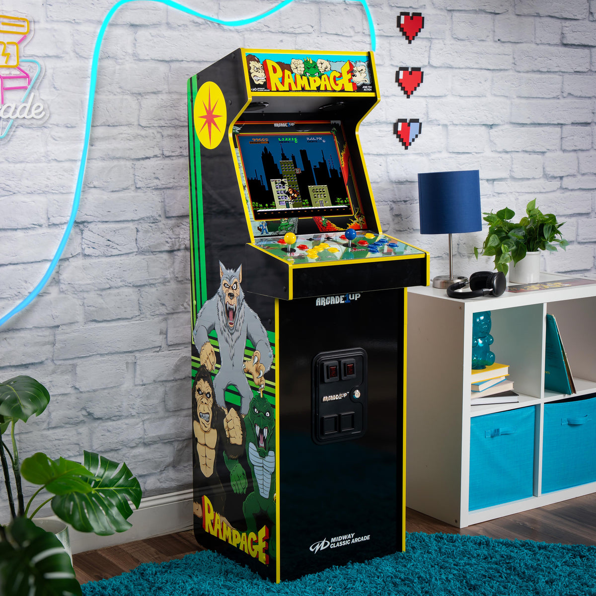 Rampage, Joust Deluxe Arcade Machine with 14 Classic Midway Games & Light-Up Marquee