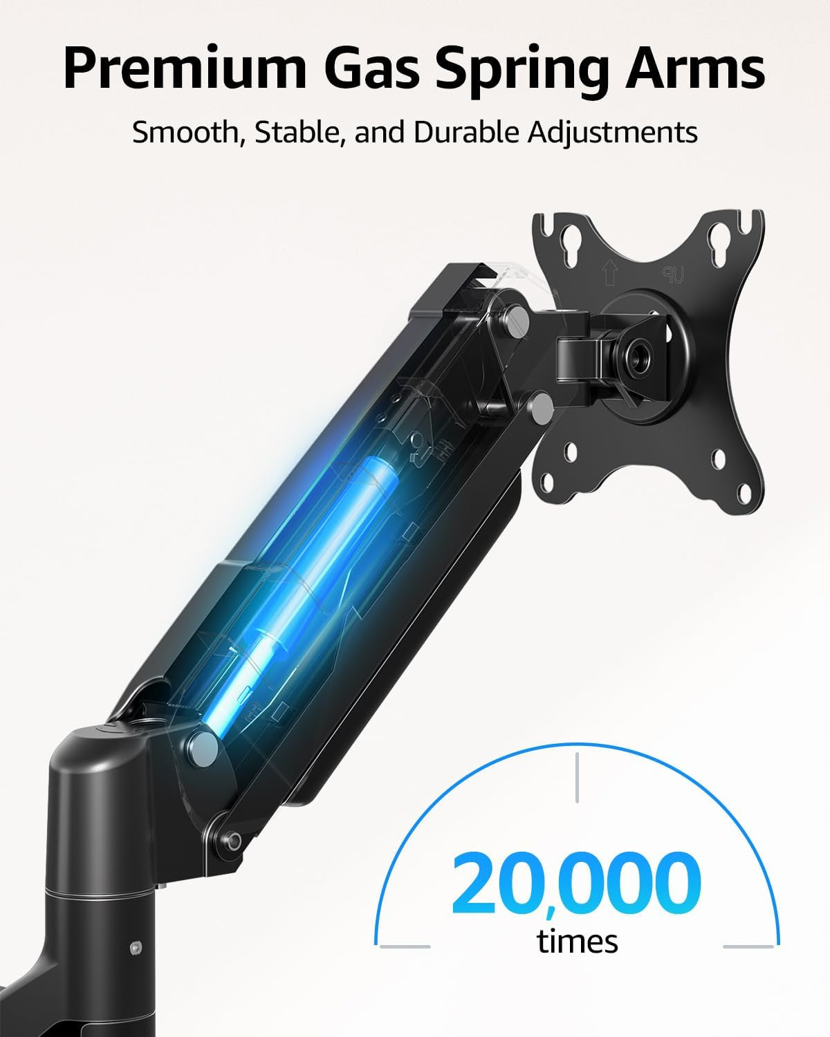 Dual Monitor Stand for Desk, Gas Spring Monitor Arms for 2 Monitors 32 27 24 22 Inches, Height Adjustable Double Monitor Mount, VESA Mount with C-Clamp & Grommet Base, Holds 4.4-17.6Lbs, Black