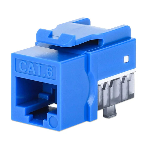 Cat6 Slim Keystone Jack with Punch-Down Stand, Blue, 25-PackFor Easy Fit in High-density Patch Panels, UTP, for Solid Wire