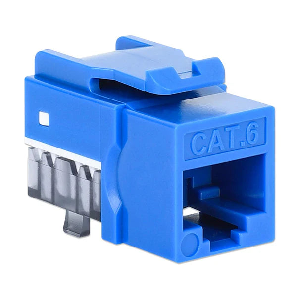 Cat6 Slim Keystone Jack with Punch-Down Stand, Blue, 25-PackFor Easy Fit in High-density Patch Panels, UTP, for Solid Wire