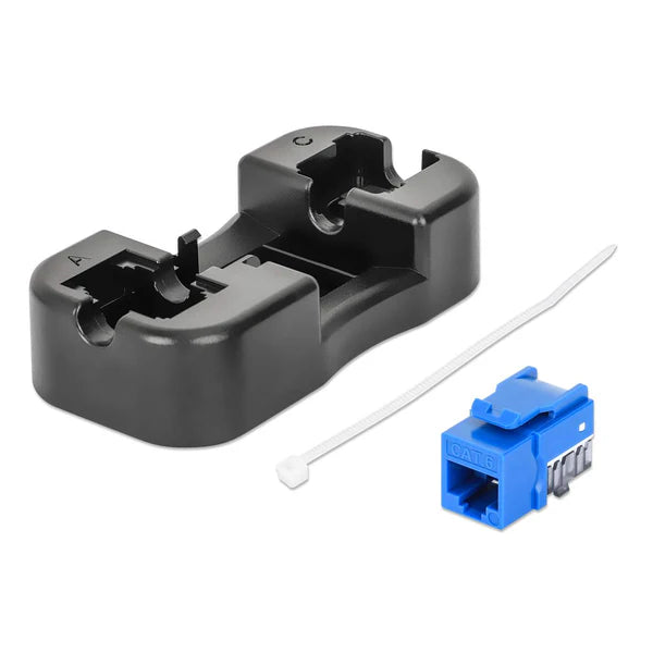 Cat6 Slim Keystone Jack with Punch-Down Stand, Blue, 25-PackFor Easy Fit in High-density Patch Panels, UTP, for Solid Wire