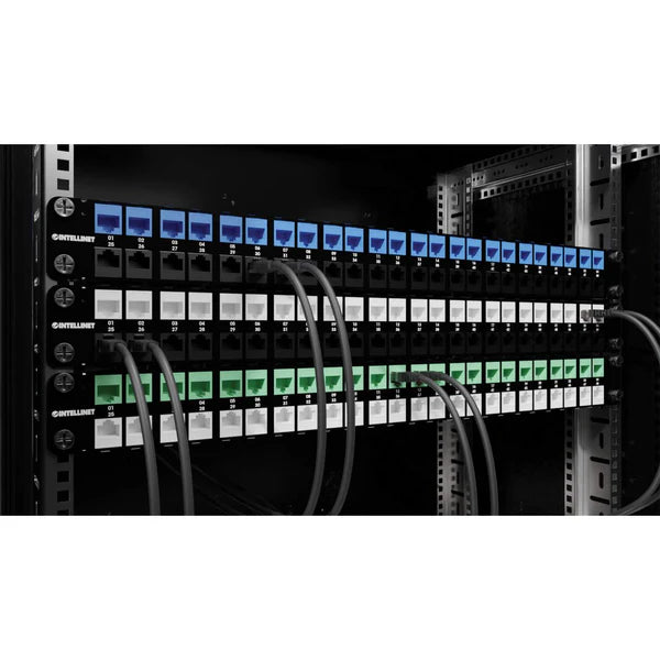 Cat6 Slim Keystone Jack with Punch-Down Stand, Blue, 25-PackFor Easy Fit in High-density Patch Panels, UTP, for Solid Wire