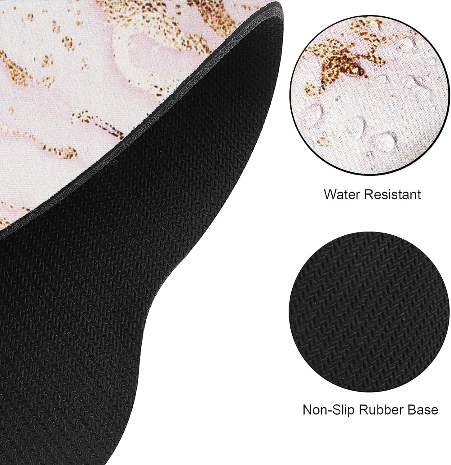 Ergonomic Mouse Pad with Wrist Rest Support Gel, Non Slip Rubber Base Pad Computer PC Laptop Women Men Mousepad for Home, Office, Gaming, Working Easy Typing, Pain Relief, Pink Marble