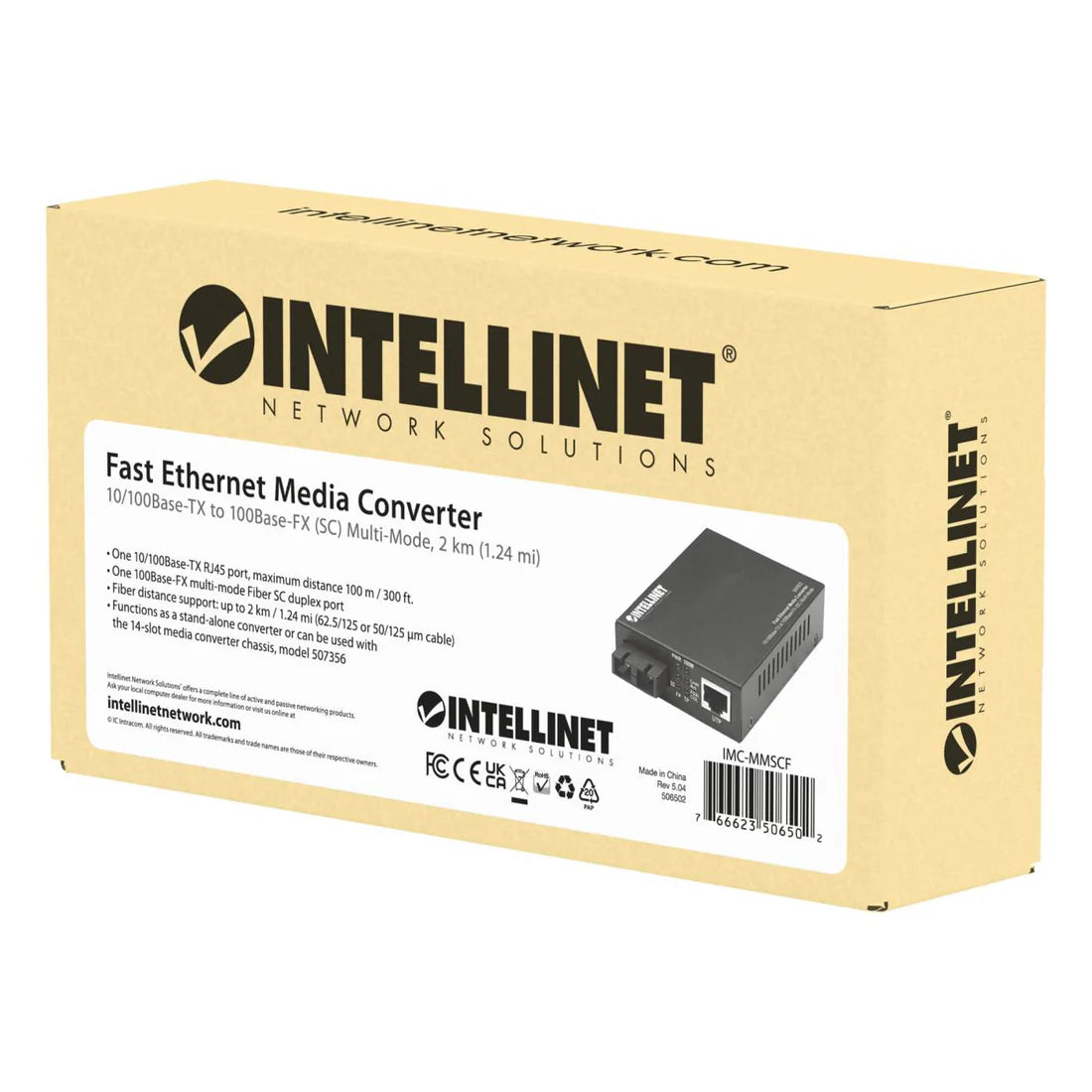 Fast Ethernet Media Converter
10/100Base-TX to 100Base-FX (SC) Multi-Mode, 2 km (1.24 mi)