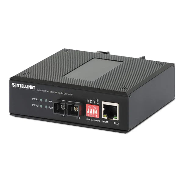 Industrial Fast Ethernet Media Converter
10/100Base-TX to 100Base-FX (SC) Multi-Mode, 2 km (1.24 mi.), Wavelength 1310 nm, IP40-rated Metal Housing, DIN-rail Mount