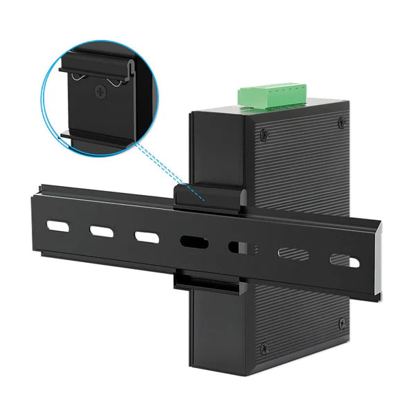 Industrial Fast Ethernet Media Converter
10/100Base-TX to 100Base-FX (SC) Multi-Mode, 2 km (1.24 mi.), Wavelength 1310 nm, IP40-rated Metal Housing, DIN-rail Mount