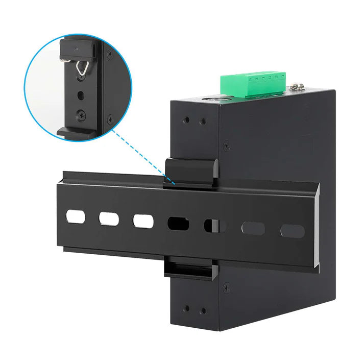 Industrial Gigabit Media Converter and PoE++ Injector
10/100/1000Base-TX to SFP Slot, PoE Injector Function, 95 W, IEEE 802.3bt (4PPoE) Compliant, IP50-rated Metal Housing, DIN-Rail Mount and Wall-Mount Option