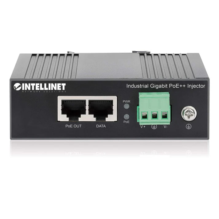 Industrial Gigabit PoE++ Injector
One 84 W Port, IEEE 802.3bt (4PPoE) Compliant, IP30-Rated Metal Housing, DIN-Rail Mount