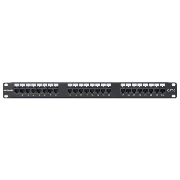 Port Identifier Cat6 24-Port Patch Panel with LEDs, 1U
LED Link Indicators, 19-inch Rackmount Panel, UTP, 180° Entry Punch-Down Blocks, for Solid Wire, Gold-plated Contacts, Black