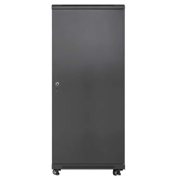 Pro Line Network Cabinet with Integrated Fans, 27U
23.6 in. (600 mm) Depth and Width, Roof-mounted Two-fan Ventilation Unit with Thermostat, Assembled, Black RAL 9004