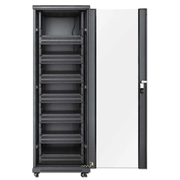 Pro Line Network Cabinet with Integrated Fans, 38U
23.6 in. (600 mm) Depth and Width, Roof-mounted Two-fan Ventilation Unit with Thermostat, Assembled, Black RAL 9004