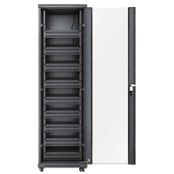 Pro Line Network Cabinet with Integrated Fans, 42U
23.6 in. (600 mm) Depth and Width, Roof-mounted Two-fan Ventilation Unit with Thermostat, Assembled, Black RAL 9004