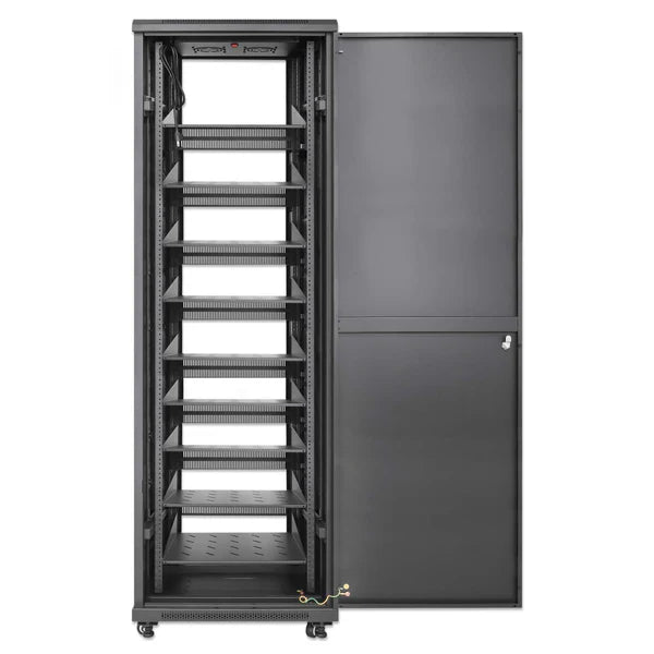 Pro Line Network Cabinet with Integrated Fans, 42U
23.6 in. (600 mm) Depth and Width, Roof-mounted Two-fan Ventilation Unit with Thermostat, Assembled, Black RAL 9004