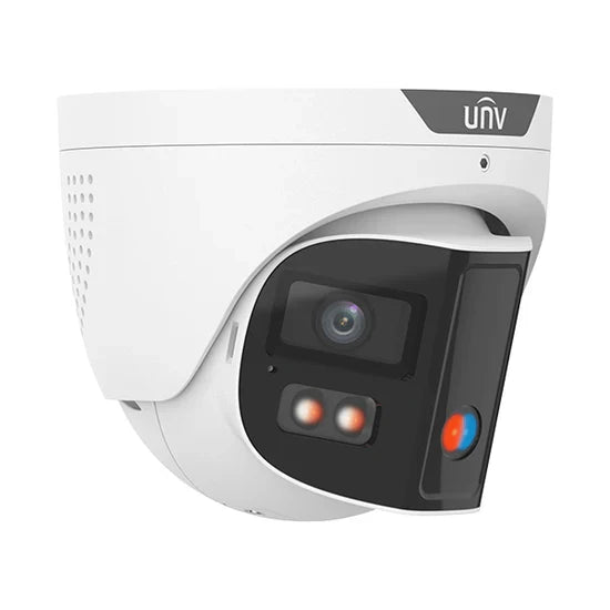 4K Wide Angle 180° FOV NDAA Compliant Weatherproof ColorHunter Tri-Guard 2.0 OmniView Series Fixed Turret IP Security Camera with Active Deterrence, 24/7 Color, Deep Learning AI Smart Events, Dual Mics