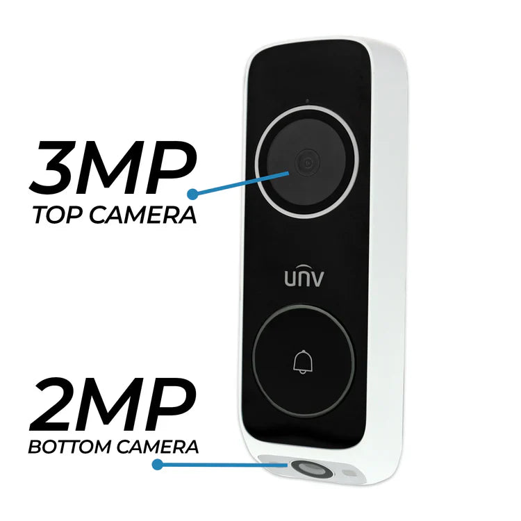 HD 3MP + 2MP Dual Lens Weatherproof Video Doorbell Wi-Fi Security Camera w/ 2-Way Audio, Human Body & Package Detection