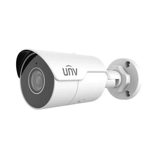 UNV 4MP Easystar Weatherproof Bullet IP Security Camera with a 2.8mm Fixed Lens and a Built-In Mic