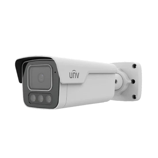 UNV Tri-Guard 2.0 5MP Red/Blue Active Deterrence Lights, White Light, and IR LED Bullet IP Security Camera with a 2.8mm Lens and Two-Way Audio