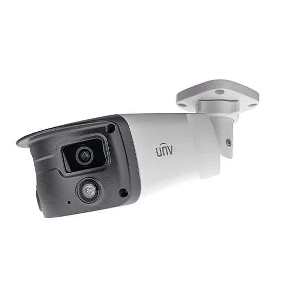 UNV 8MP 4K UltraHD NDAA-Compliant Weatherproof Bullet IP Security Camera with 2.8mm Fixed Lens and a Built-In Microphone