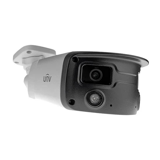 UNV 8MP 4K UltraHD Wide Angle Weatherproof 24/7 ColorHunter Bullet IP Security Camera with 2 x 4.0mm Fixed Lenses and 2-Way Audio