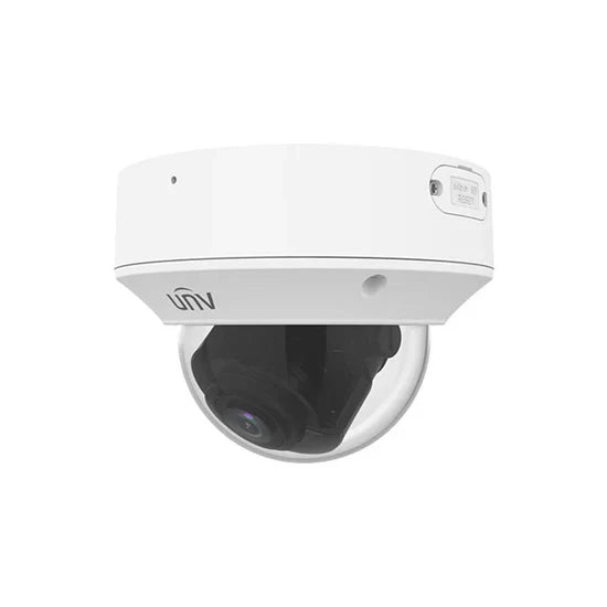UNV 4K UltraHD (8MP) Prime I NDAA Compliant Weatherproof Vandal Dome IP Security Camera with a 2.8-12mm Motorized Zoom Lens, Deep AI Human & Vehicle Detection, LightHunter Illumination Technology, and a Built-In Microphone