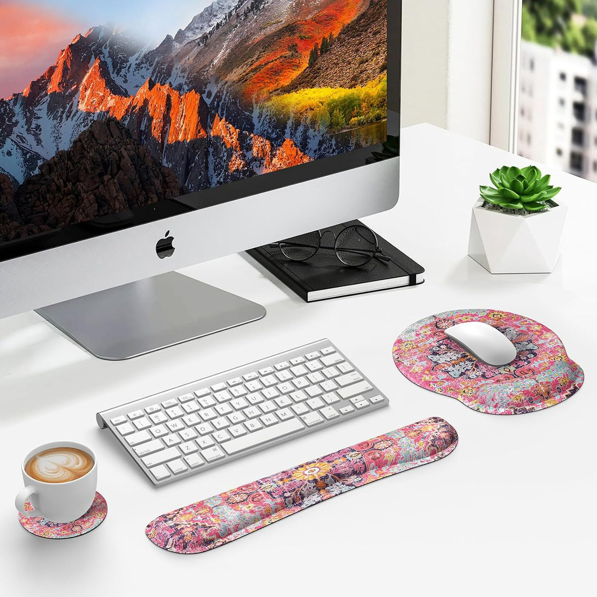 Ergonomic Mouse Pad Set with Wrist Rest Non-Slip Desk Mat Set