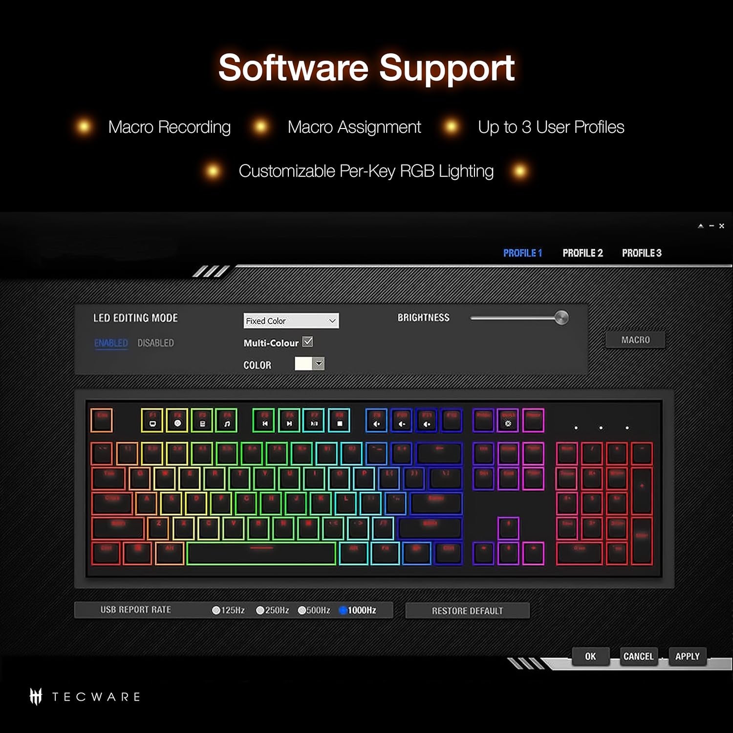 Phantom 87 Key RGB Mechanical Gaming Keyboard | Outemu Red Switch | 16.8M Color LED Lighting | 18 Pre-Set | Low Latency | N-Key Rollover | Software Customizable Keys | Wired USB Connection