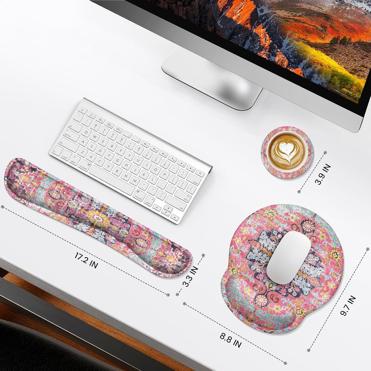 Ergonomic Mouse Pad Set with Wrist Rest Non-Slip Desk Mat Set