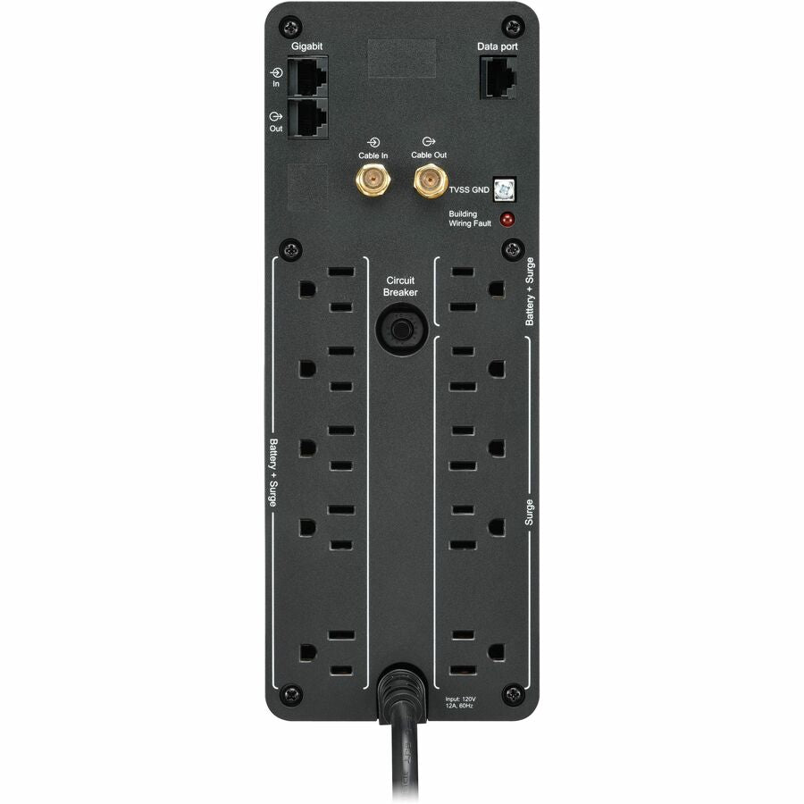 APC Back-UPS Pro, 1500VA/900W, Tower, 120V, 10x NEMA 5-15R outlets, AVR, USB Type A + C ports, LCD, User Replaceable Battery