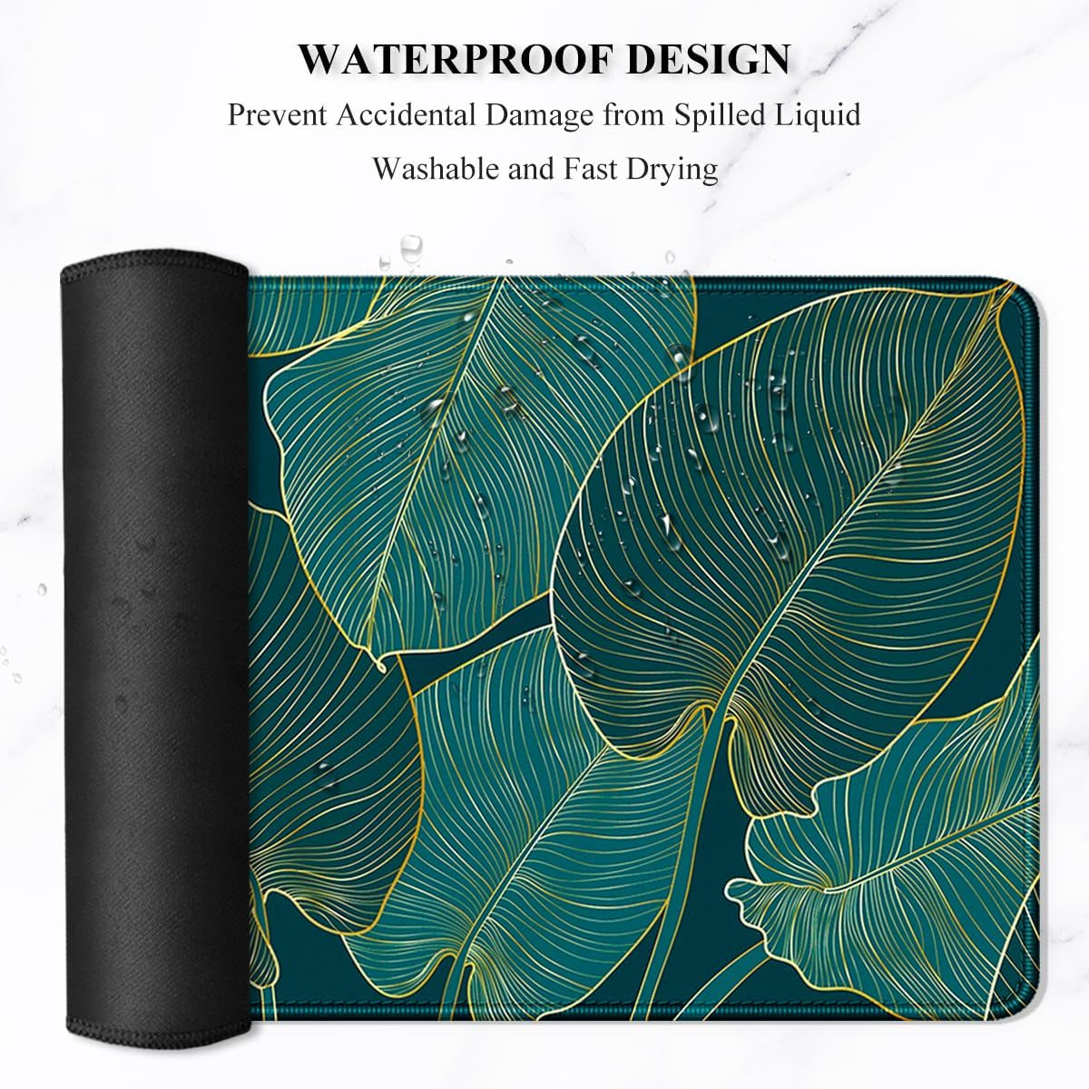 Desk Mat, Ultra Large Mouse Pad, XXL Gaming Mousepad, Green Tropical Leaves Deskpad, Big Extended Full Size Mouse Pad, Desktop Desk Matt for Keyboard, Laptop & Computer, 35.5 X 15.7 In