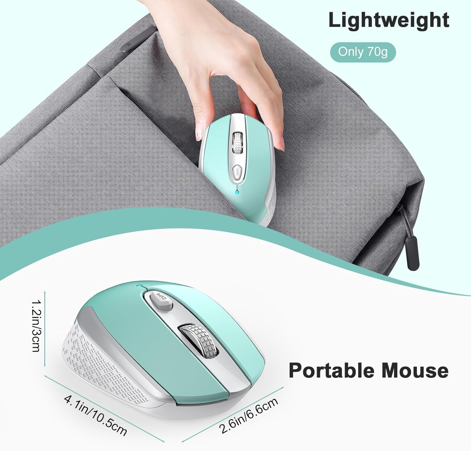 Wireless Mouse - 2.4G Silent Cordless for Laptop, Desktop, Macbook, PC - 6 Buttons, 3 Adjustable DPI
