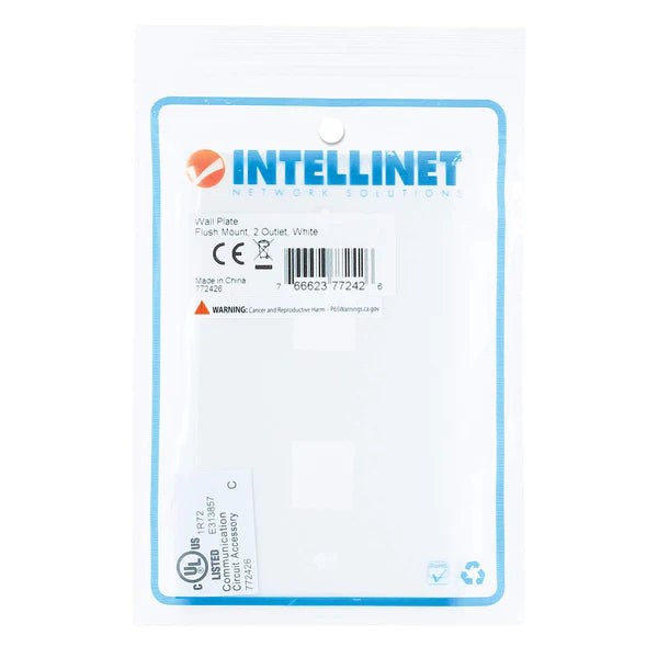 2-Outlet Keystone Wall Plate
Flush Mount, White