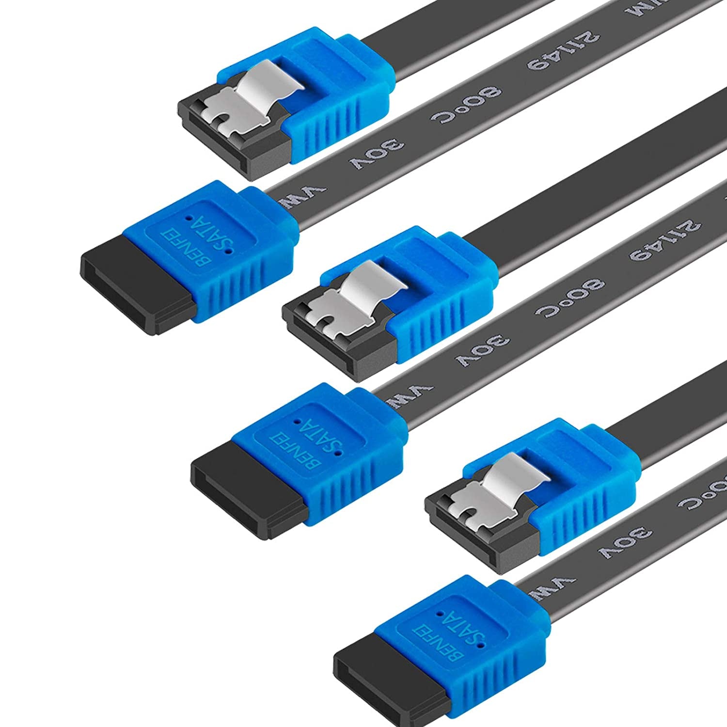 SATA Cable III, 3 Pack SATA Cable III 6Gbps Straight HDD SDD Data Cable with Locking Latch 18 Inch for SATA HDD, SSD, CD Driver, CD Writer