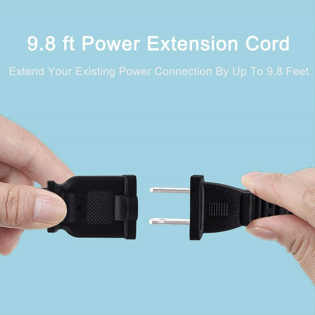 10 FT 2 Prong Extension Cord,Black Extension Cord 10 Ft Indoor or Outdoor, Male/Female Power Cable for NEMA 1-15P to NEMA 1-15R,Extension Cable 2 Pack