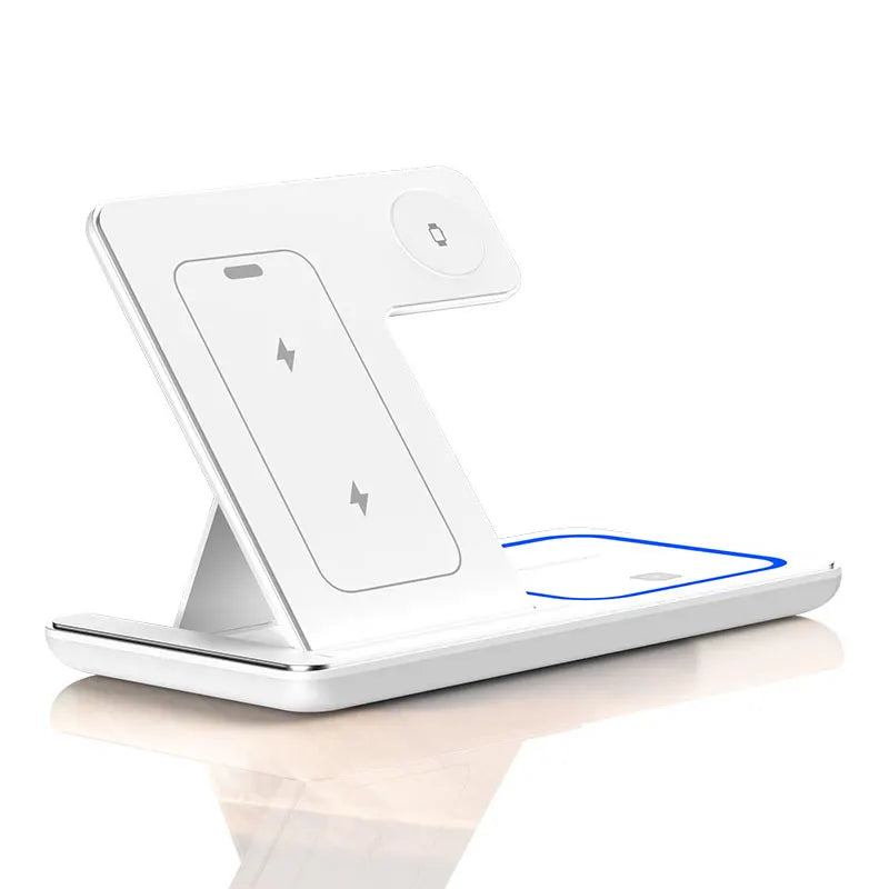 30W LED Fast Wireless Charger Stand 3 in 1 Foldable Charging Station for Iphone 17 16 15 14 13 12 11 Apple Watch 9 8 7 6 5 Airpods Pro 1 2