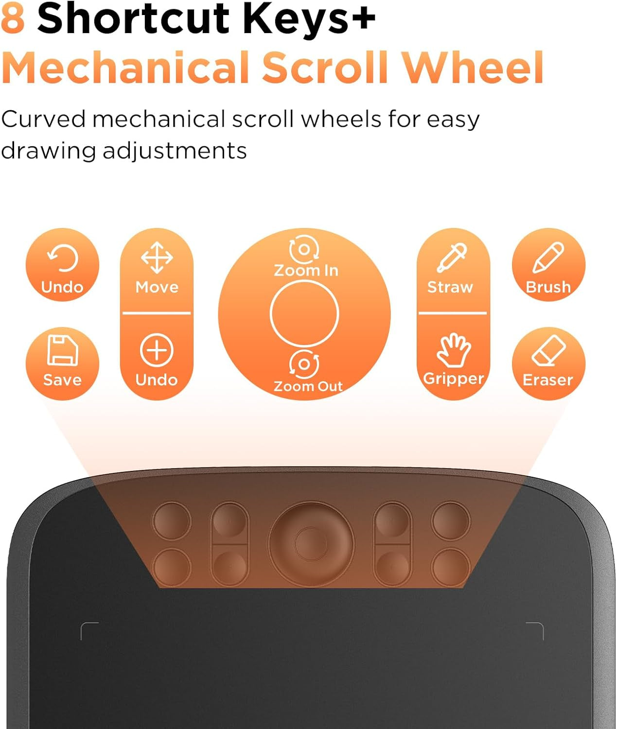 Upgrade M908 10X6.25Drawing Tablet,Graphics Tablet with 8 Hot Keys & Scroll Wheel,Battery Free Stylus of 16K Levels Pressure Sensitivity Drawing Pad Compatible with Windows/Mac/Android Art Tablet