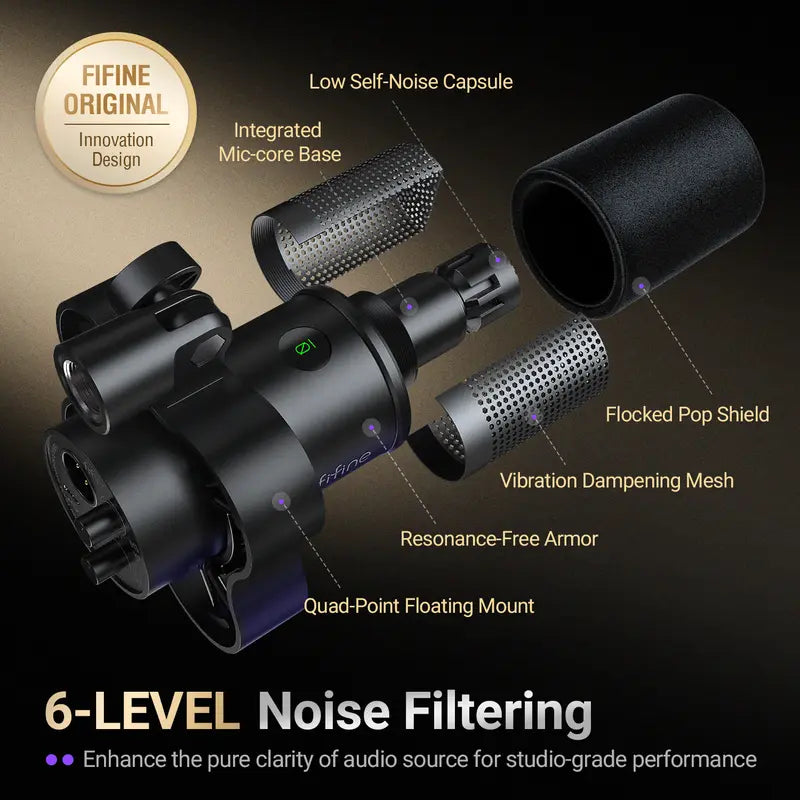 Fifine K688 Neo Wired USB/XLR Dynamic Pro Podcast Microphone - Adjustable Content Creator Tool with Mute Tap, Monitor, Volume Control, 5±0.25 V, USB-C Mic End for Easy Plug-In Setup, for Streaming, PC, Smartphone, Mixer, Boom Arm