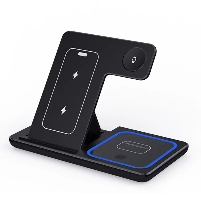 30W LED Fast Wireless Charger Stand 3 in 1 Foldable Charging Station for Iphone 17 16 15 14 13 12 11 Apple Watch 9 8 7 6 5 Airpods Pro 1 2