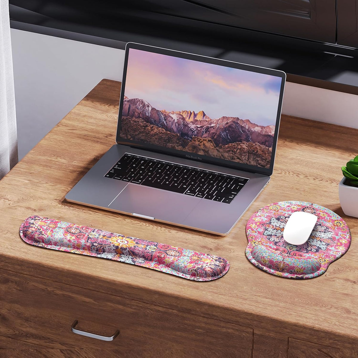 Ergonomic Mouse Pad Set with Wrist Rest Non-Slip Desk Mat Set